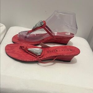 White House Black Market Red Sandals with Silver Accents size 6